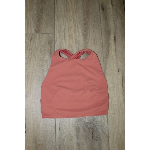 lululemon athletica Tops - Lululemon High Neck Cross Back Cropped Tank Top Coral Pink Orange Size 2-4